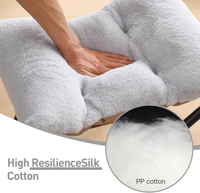 LITA Folding Footrest Stool, Portable Ottoman Foot Rest, Upholstered Small Foldable Ottoman Stool with Detachable Thick Cotton Cushion Padded Sofa Stool for Living Room, Bedroom, Plush Grey