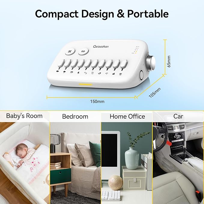 White Noise Sound Machine for Sleep with Slider Rail Button for DIY, Rechargeable & Adjustable Volume Sound Machine with 30 Soothing Sounds & Timers for Travel,Insomnia,Adults (Sleek White)