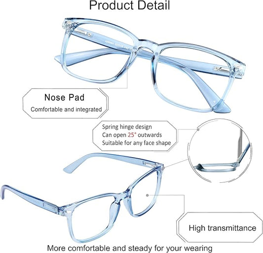 YEIN Bifocal Reading Glasses with Blue Light Blocking Lenses, Bifocal Reader for Women and Men, Vintage Square frame with Spring Hinge (+0.50/+2.25 magnification)