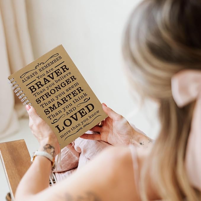 2 Pcs A5 Spiral Notebook,Inspirational Journal,Motivational Journal for Women Men,100 Pages Lined Spiral Journal Notebook College Ruled Daily Diary for School,Travel,Business,Work (Always-Brown)