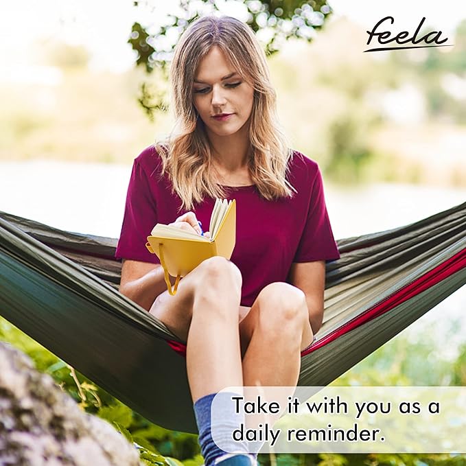 feela Pocket Notebook Journals, Mini Cute Small Hardcover College Ruled Notepad Office School Supplies, with 3 Black Pens, 3.5”x 5.5”, 3 Pack, A6, Solid Colors, Gray, Yellow, Light Blue