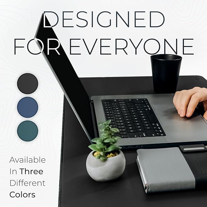 Nordik Felt and Leather Desk Mat Non-Slip - Black - 35 X 17 Inch - Felt and Vegan Leather Desk Pad - Document Organizers - Desk Blotter and Desktop Mat - Desk Protector Laptop Desk Matt for Desktop