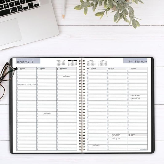 AT-A-GLANCE 2025 Appointment Book Planner, Weekly, 8" x 11", Large, Quarter-Hourly, DayMinder, Black (G5200025)