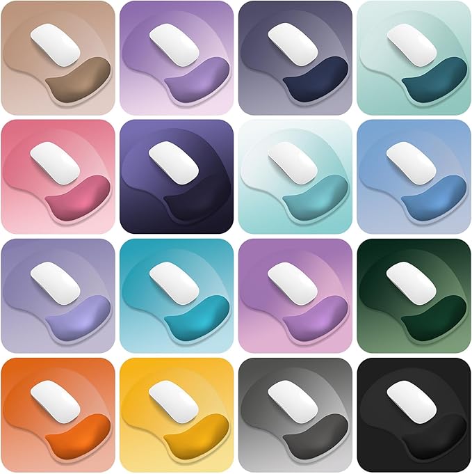 ITNRSIIET Ergonomic Mouse Pad, Cushioned Gel Wrist Rest, Non-Slip Base, Smooth Surface, Cute Multi-Color, 9.5 x 8.2 in, Space Gray