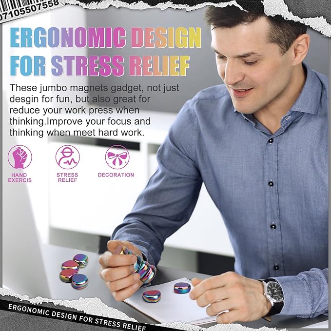 Fidget Magnet Ferrite Slime Putty Science Kit Large Fidget Toy 18 PCS Hematite Magnetic Stones for Adults, Ferrite Putty Stress Relief Neat Magnets for Office Home Refrigerator, Magnet Letter Number