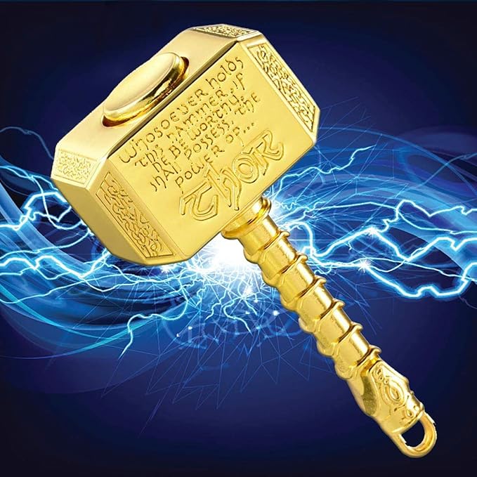 Fidget Chain Hammer Spinners Metal with Star Fidget Finger Spinner Toy, Anxiety Toy Focus Copper Brass Fidget Toys Fingertip Gyro Stress Relief Gifts for Kids Adults(Golden)