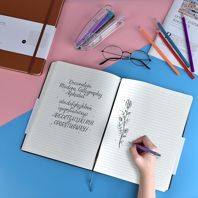 2 Pack B5 Journal Notebooks Classic College Ruled Notebooks Hardcover Lined Journals for Office Home School Business Writing Note Taking, 10.2 x 7.5 inch, 100GSM Thick Paper, 160 Pages (Black/Brown)