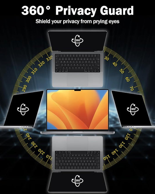 F FORITO 14 Inch 16:10 Laptop Privacy Screen Protector, 360° Anti Peeping and Anti Glare Laptop Privacy Shield Compatible with All 14" Laptops with 16:10 Aspect Ratio