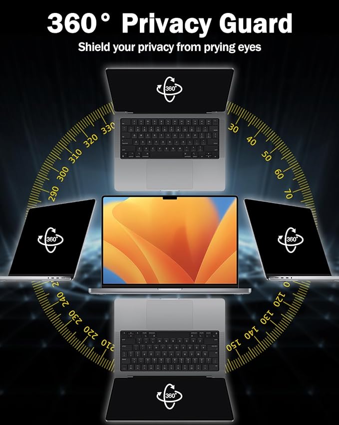 F FORITO 17.3 Inch 16:9 360° Laptop Privacy Screen Protector, Anti Peeping and Anti Glare Laptop Privacy Shield, Reduce Eye Strain & Eye Protection