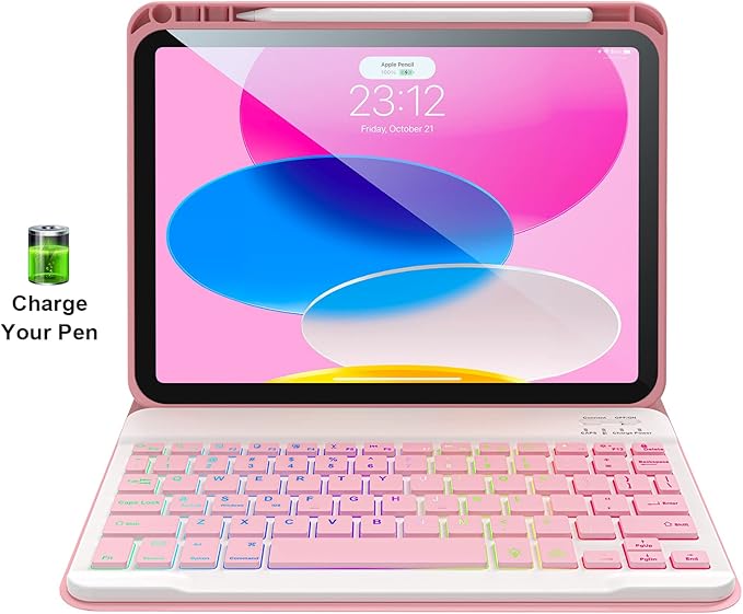 Keyboard Case for iPad Air 13 inch (M3 2025/M2, 2024),iPad Pro 12.9 inch (3/4/5/6th Gen) Magic Magnetic Backlit Keyboard Case with Multi-Touch Trackpad- Easy-Set Floating Cantilever Stand (light pink)