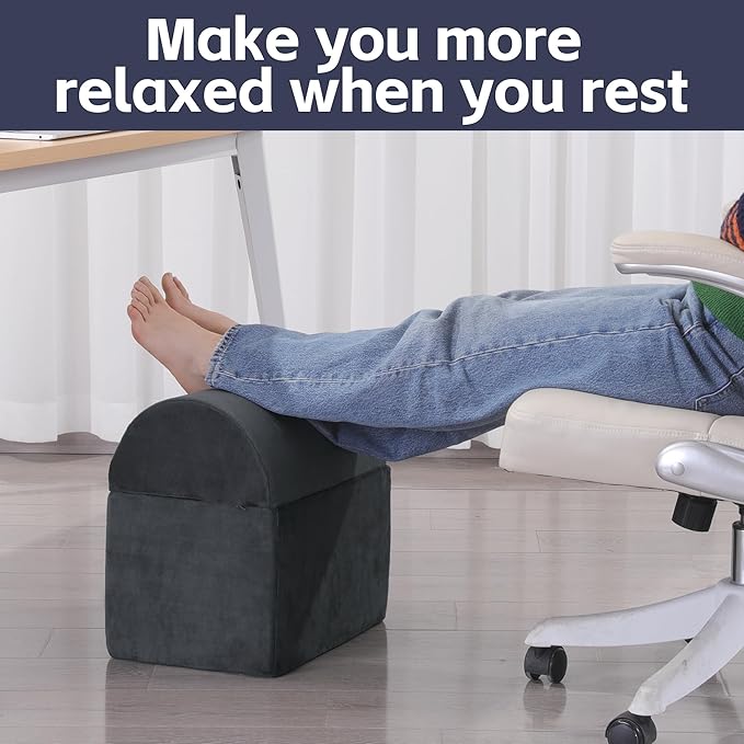 ROYALAY Adjustable Foot Rest for Under Desk at Work, Foot Stools for Under Office Desk, Ergonomic Leg Rest, Gray