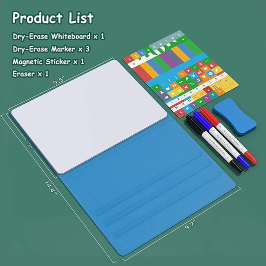 Small Desktop Dry Erase Board, 9.5x7 Magnetic Planner Desk White Board with Stand, Portable Whiteboard for Office Home School Supplies MH780 (M1 Blank (Blue))
