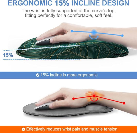 Mouse Pad with Wrist Rest, Comfortable Memory Foam Wrist Rest for Computer Keyboard, Ergonomic Mouse Pad Set for Easy Typing & Pain Relief for Office & Home, Green