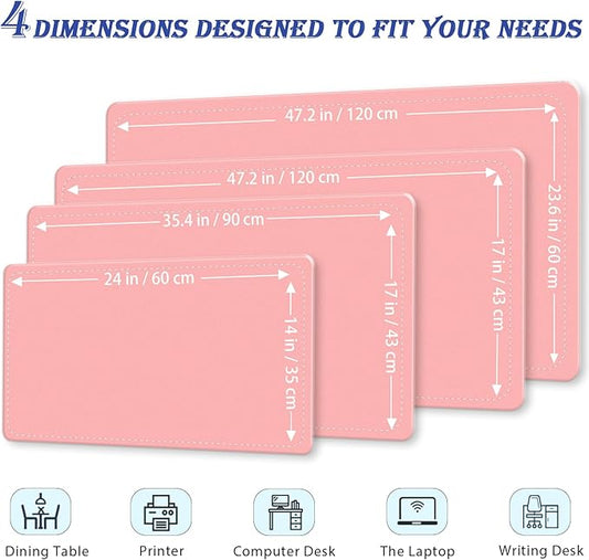 Large PU Leather Desk Mat 35.4" x 17" - Non-Slip Mouse Pad, Waterproof Computer Protector, Office Writing Pad for Keyboard and Mouse (Melon Pink)