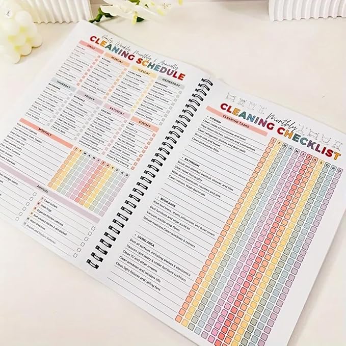 2 Pack Cleaning Planner, Cleaning Schedule and Checklist Organizer, Daily Weekly Monthly Household Cleaning Planner, Chore Chart Notebook for Home, Family Cleaning Tasks, DIY Home Improvement, Editable Template