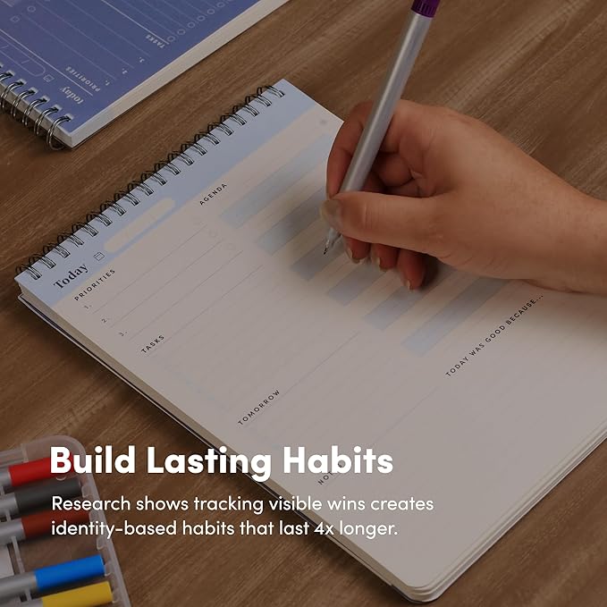 BestSelf Co. Daily Action Pad 60 Sheets – 120 GSM Paper, Ring-Bound Work Planner & To-Do List Notepad | Daily Planner for Productivity | Hourly Schedule, Task Checklist & Tomorrow’s Plan