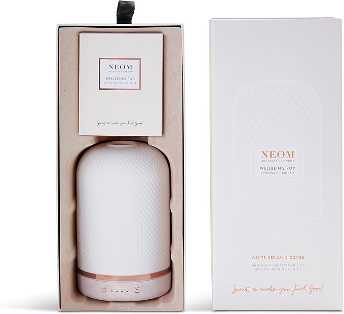 NEOM – Essential Oil Diffuser for Home | Wellbeing Aromatherapy Diffusers | Ceramic Cover, LED Light & Timer | Best for Medium Spaces | Plug in Diffuser for Essential Oils | Home Fragrance