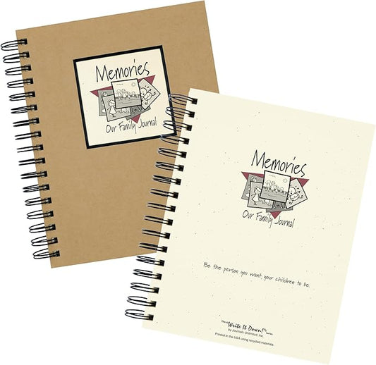 Write it Down series by Journals Unlimited, Guided Journal, Memories, Our Family Journal, Full-size 7.5"x 9", Kraft Hard Cover, Made in USA