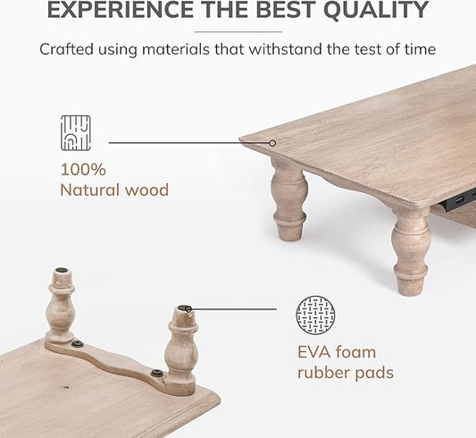 Anji Mountain Monitor Stand - Desktop Organizer & Laptop Riser, Ergonomic Monitor Riser, Space-Saving Monitor Stand for Desk, Durable Construction, Easy Assembly, Ideal for Home & Office (Biscotti, 20-Inch)