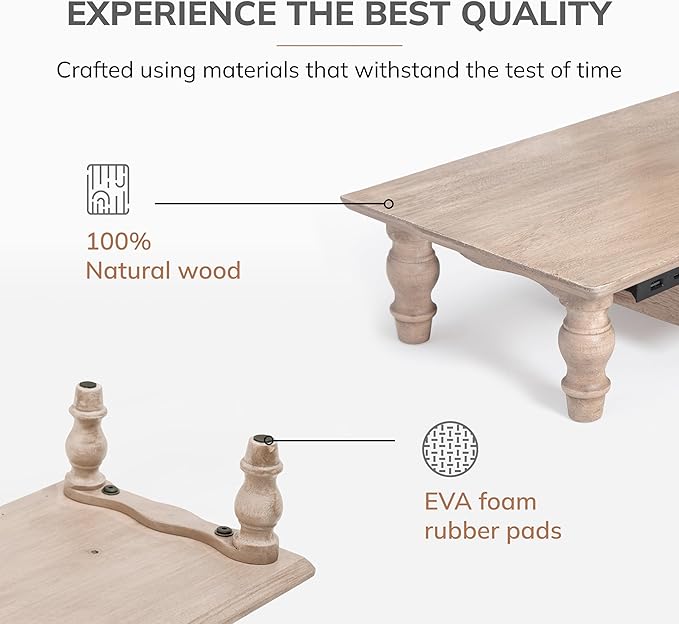 Anji Mountain Monitor Stand - Desktop Organizer & Laptop Riser, Ergonomic Monitor Riser, Space-Saving Monitor Stand for Desk, Durable Construction, Easy Assembly, Ideal for Home & Office (Biscotti, 20-Inch)