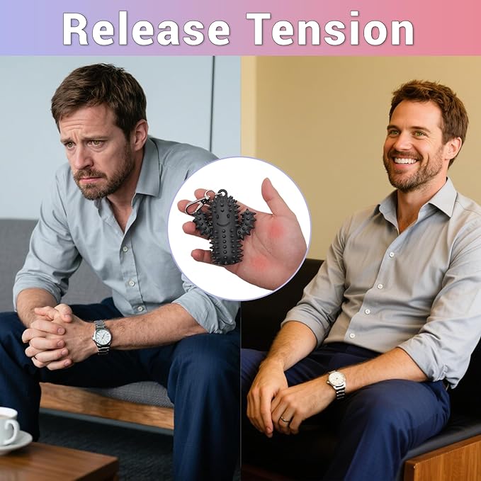 1 PCS Little Ouchies Pain Fidget,Silicone Cactus Stim Tools for Adults, Sensory Pain Stim Fidget Toy, Spiky Grippy Stim Keychain, Anxiety Relief Items Fidget, Fun Gift for Friends and Family (Green)