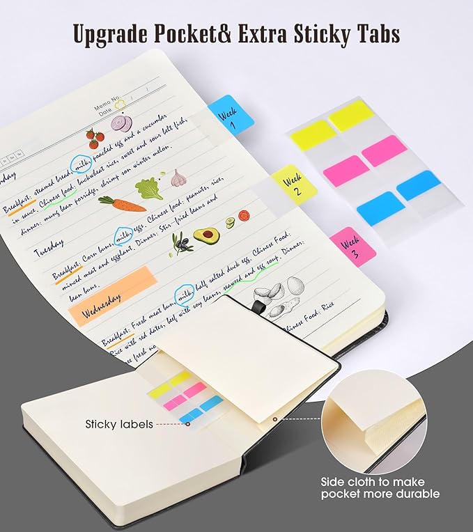 Lined Journal, 365 Pages B5 Large Hardcover Leather Notebook for Women Men, Daily Writing for Work, Note Taking, 100Gsm Thick Paper (7.6'' X 10'' Black)