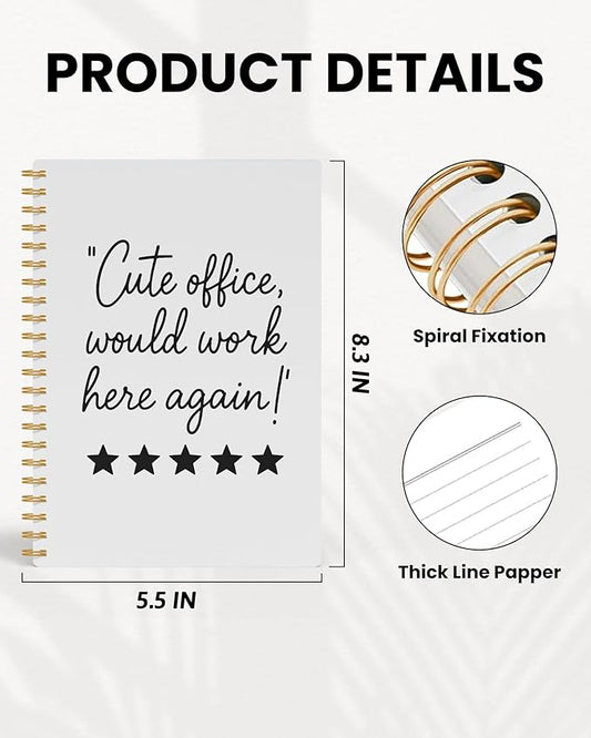 Funny Office Supplies Notebook, Work Journal for Women Men Coworkers, Coworker Sarcastic Gifts, Cute Office Would Work Here Again Humorous Spiral Notebook, 5.5x8.3 Inch 563