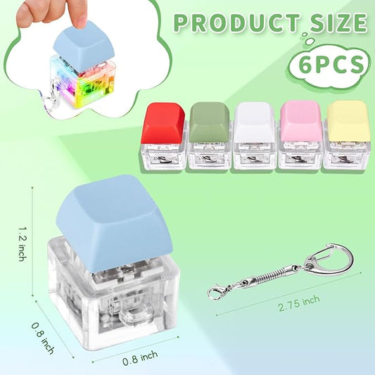 Keyboard Fidget Toy for Adults Keyboard Clicker with LED Light Keychain Fidget Stress Relief Sensory Toy
