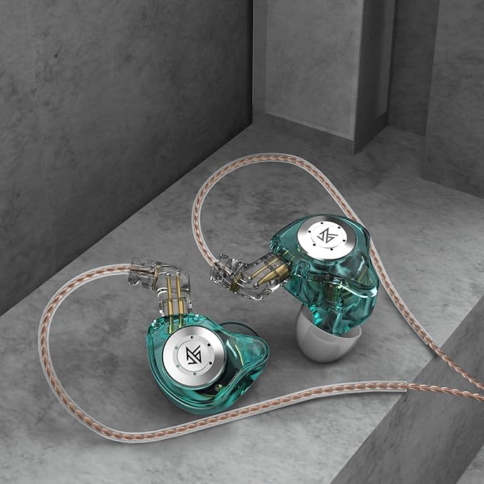 KZ EDX PRO in Ear Monitor Headphones, 10mm Dual Magnetic Dynamic Driver HiFi Deep Bass Sound Wired Earbuds with 5N OFC 2pin Detachable Cable, IEMs for Gaming Musician Singers Stage (Cyan Without Mic)