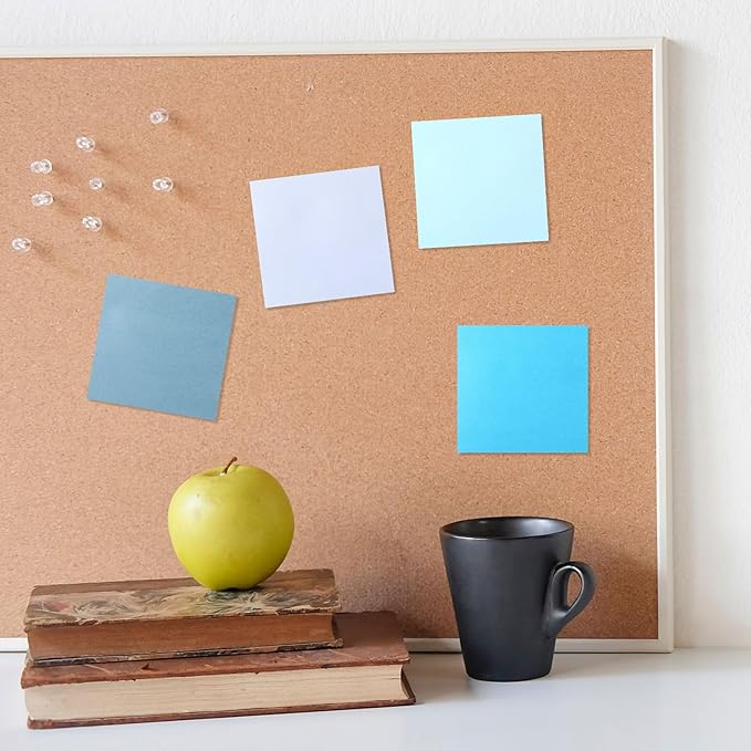 Thenshop 12 Pads Blue Sticky Notes 3''x3'', Self Stick Notes Pads Blue Office Supplies, Vintage Aesthetic School Accessories 50 Sheets/pad