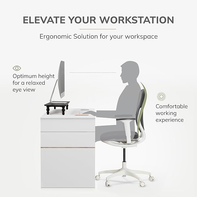 Anji Mountain Monitor Stand - Desktop Organizer & Laptop Riser, Ergonomic Monitor Riser, Space-Saving Monitor Stand for Desk, Durable Construction, Easy Assembly, Ideal for Home & Office,Black
