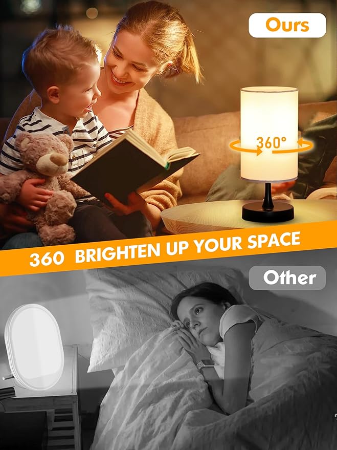 Light Therapy Lamp, 10000 Lux Daylight Lamp with 3 Color Temperatures, Adjustable Brightness, Timer & Memory Function, Sunlight Lamp(Black Base White Shade)
