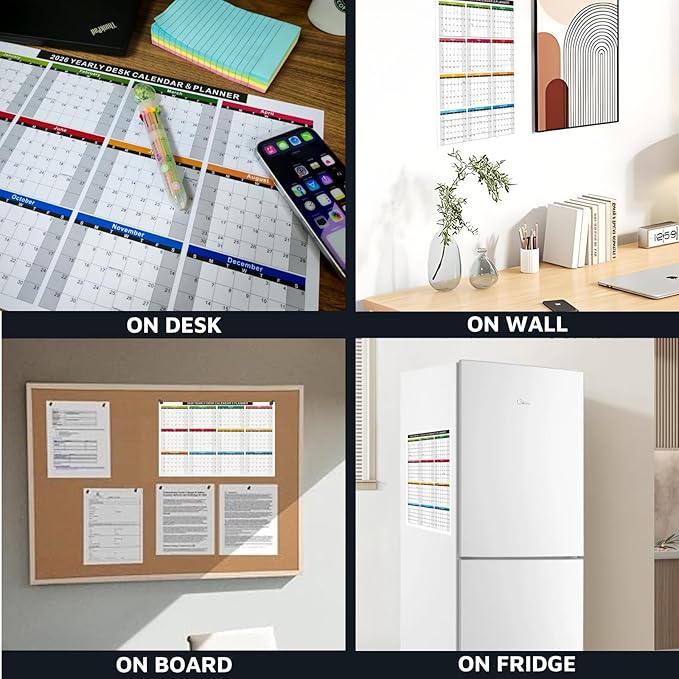 2026 Full Desk Calendar- 11 x 17 Inches,2 Pack Wall/ Desk Calendar 12 Moth of 2 Sided Vertical and Horizontal Reversible , 1 Pack Dry/Wet Erase Monthly and Weekly Planner for Office, School, Home (White)
