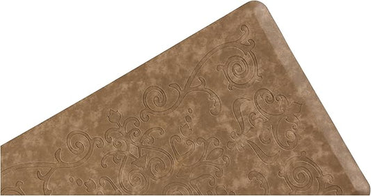 J&V TEXTILES Medallion Embossed Cushioned Anti Fatigue Floor Mat, Thick Non Slip Waterproof Kitchen Rug, Heavy Duty Foam Standing Mat for Kitchen (Taupe, 20" X 39")