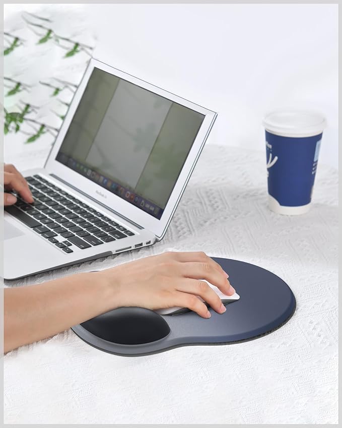 Ergonomic Mouse Pad with Wrist Rest, Large Mousepad(10.6'' x 9''), Wrist Support Mouse Mat with Non-Slip Base, Pain Relief for Laptop & Computer(Gradient Blue Black)