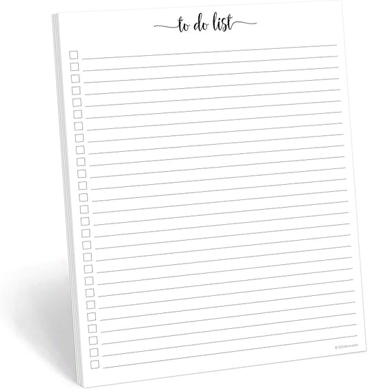 321Done To Do List Notepad - 50 Sheets (8.5" x 11") To-Do's Notepad Tear Off, Planning Memo Pad, Planner Checklist Organizing - Made in USA - Simple Script - Wide-Ruled
