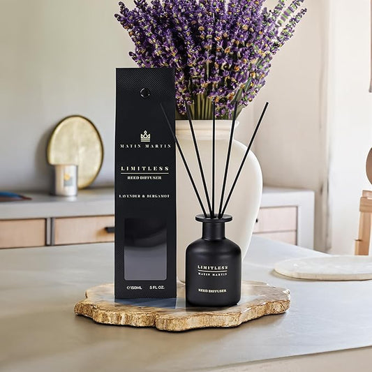 Limitless Reed Diffuser 5 oz - Luxury Aromatherapy with Lavender & Bergamot - Home Decor Gift for Bedroom, Office, Living Room, Bathroom - Long Lasting Scent with Premium Fragrance Sticks
