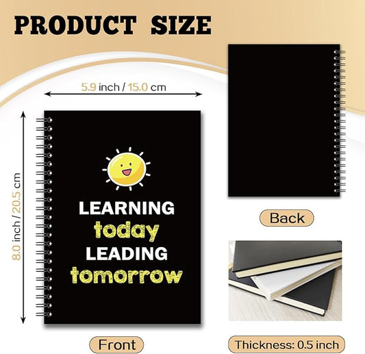 YAZMEEN Inspirational Blank Spiral Notebook(160 Pages) Learning Today Leading Tomorrow Hardcover Sketchbook Encouragement Notebook Journal Funny Birthday Gift for Employee Coworker Friend Office Work