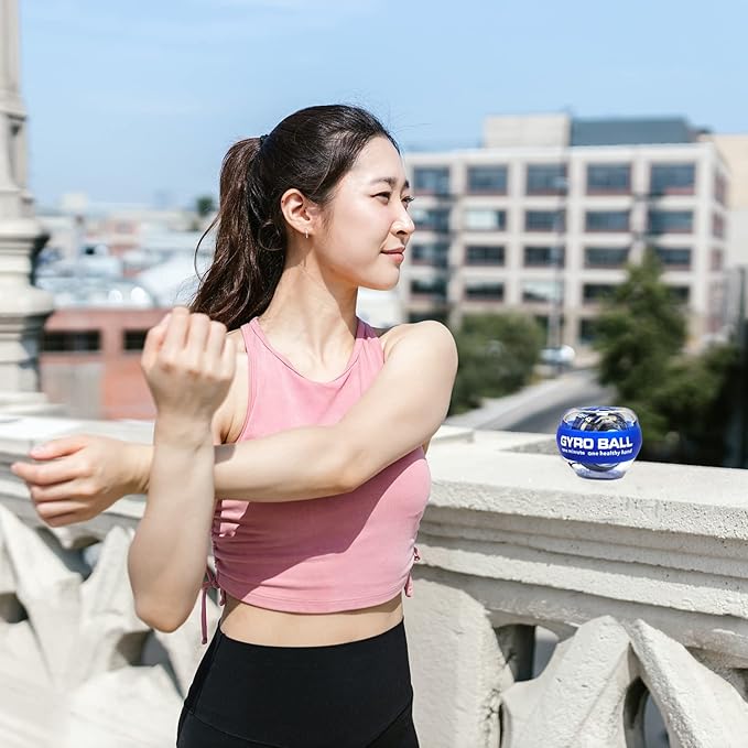 Auto-Start Power Gyro Ball, Metal Ball Center,Hand Wrist Forearm Trainer and Fingers Grip Strengthener for Exercise Joint and Muscle with LED Lights