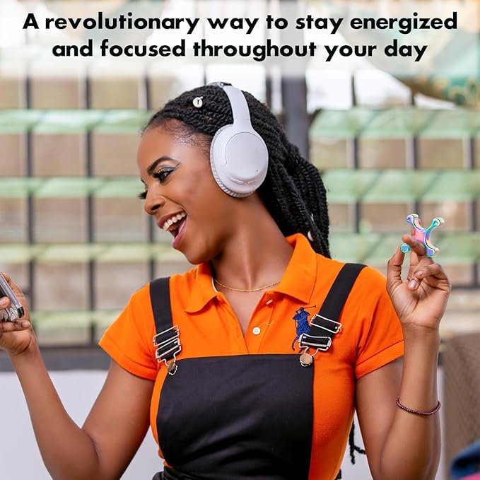 Fidget Toys Adults - Metal Finger Fidget Flipper 2Shapes - Quiet Unique Fidget Ring Stim Toys - Stocking Stuffer & Top Gadget Gift Idea (Rainbow)