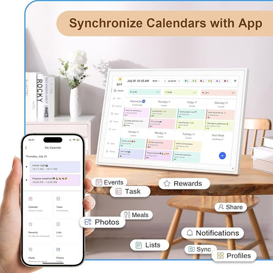 Digital Calendar, 16inch Smart WiFi Electronic Calendar&Chore Chart, IPS Touch Screen HD Display for Family Schedules, Share Moments Instantly from Anywhere