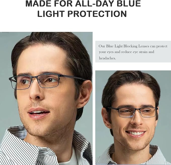 Blue Light Blocking Glasses UV400 Anti Eyestrain Computer Gaming Blue Light Screen Blocker Metal Eyewear for Men Women