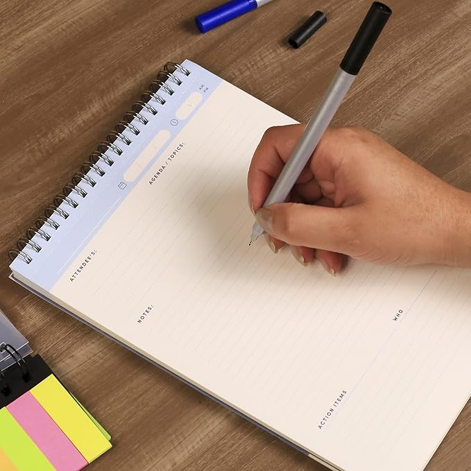 BestSelf Meeting Mastery Pad - 9.50ā X 6.70ā - Compact Design Professional Notebook, Journal Notebooks, Perforated Notebook Journal, 50 Double-Sided 120gsm Sheets | Blue Writing Pads