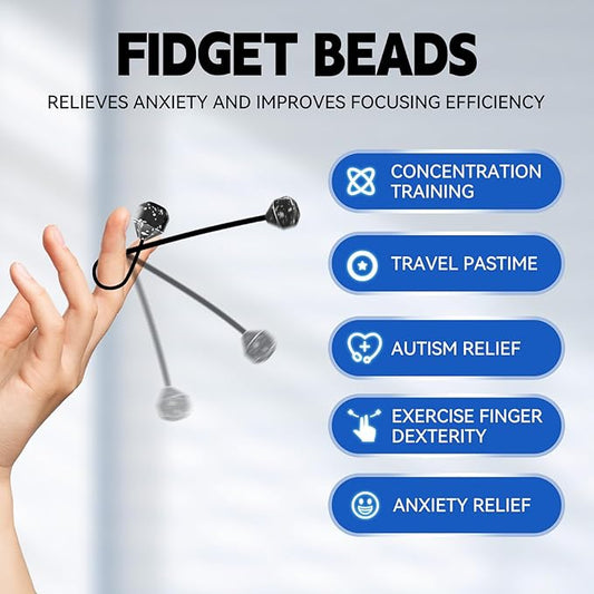 Fidget Beads, Metal Fidget Toy EDC Anxiety Relief Toy for Men Women Teens Skill Players Stress Relief Toys(A-Black&White)