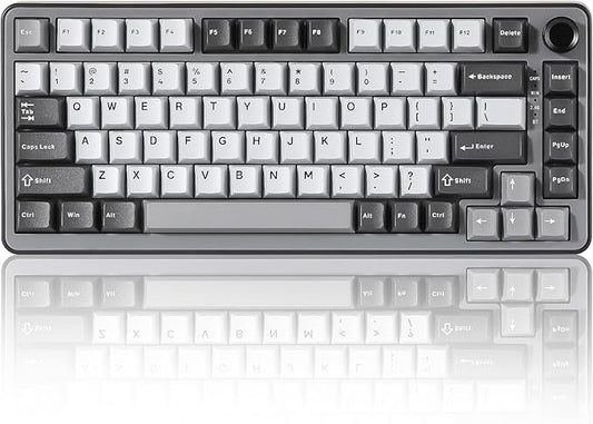 YUNZII B75 PRO Wireless Mechanical Keyboard,75% Layout with Knob,Hot Swap Gasket Structure,Creamy Pre-lubed Switches,RGB Backlit,Bluetooth/Type-C/2.4G for Win/Mac (Dark Grey, Milk Switch)