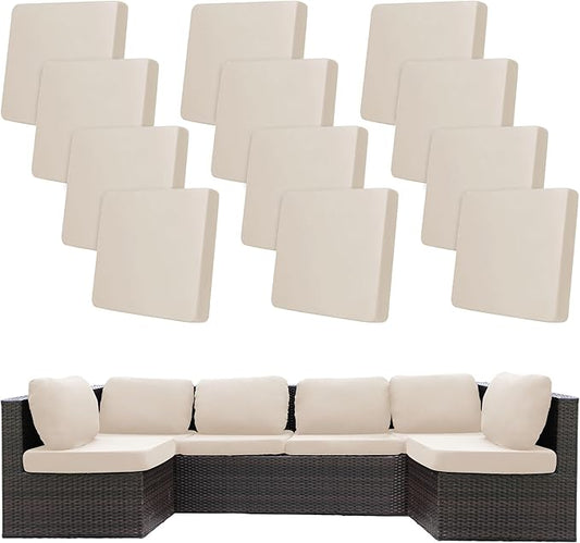 12Pcs Stretch Patio Cushion Covers,Outdoor Couch Cushion Covers Replacement,Outdoor Sofa Covers Patio Slipcovers Couch Cover,Washable Furniture Cover (Beige,Cover Only)