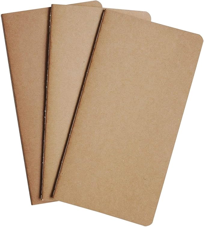 WANDERINGS Lined A6 Size Travelers Notebook Inserts | 4.1" x 5.8" / 10.5cm x 15cm | 100 gsm Paper | 3 Hand-Stitched Booklets/180 Pages | Travelers Notebook Refills for Journals, Diaries, Planners