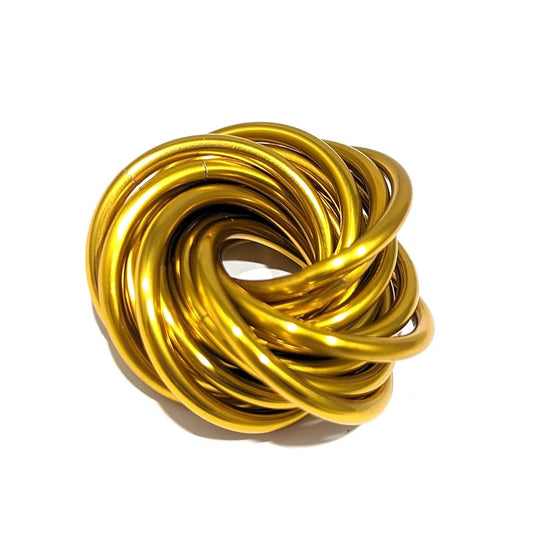 Möbii Fidget Ball (Solid Color): Quiet Mobius ADHD Anxiety Stim Stress Relief Toy Tool for Home Travel Office or Desk (XL(Daydream), Half, Gold)