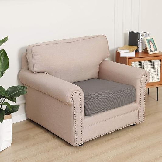 Easy-Going Stretch Chair Cushion Cover Sofa Cushion Furniture Protector Sofa Seat Sofa Slipcover Sofa Cover Soft Flexibility with Elastic Bottom(Chair Cushion, Taupe)