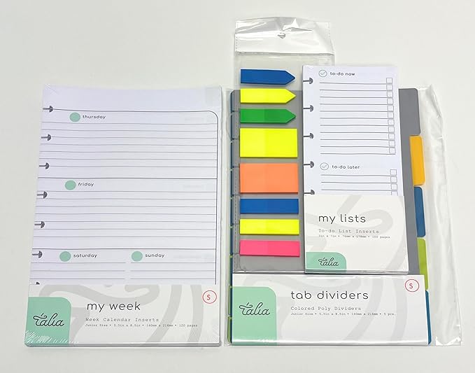 Talia Discbound Notebook Refills (Weekly Undated ORG Kit - Horizontal, Junior (5.5in x 8.5in))